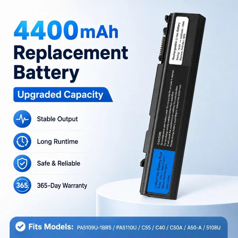 

4.4Ah 10.8V Laptop Battery Replacement Compatible for Toshiba C55 C40 C50A A50-A PA5108U PA5109U Series Stable and Durable