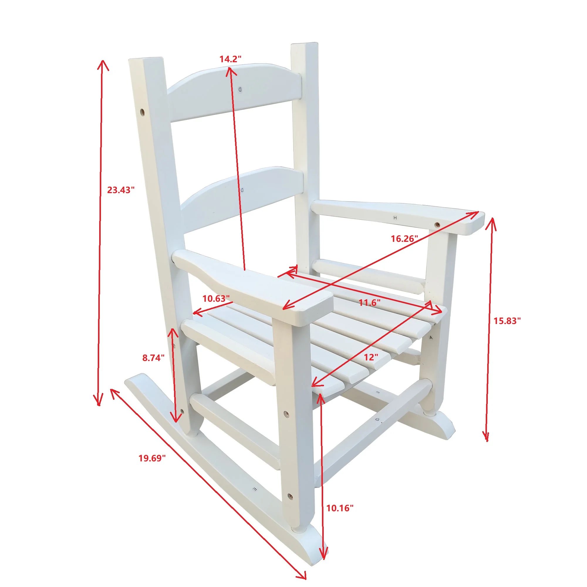 Cadeira de balanço durável infantil, branco, interior ou exterior, adequado para crianças, madeira popular