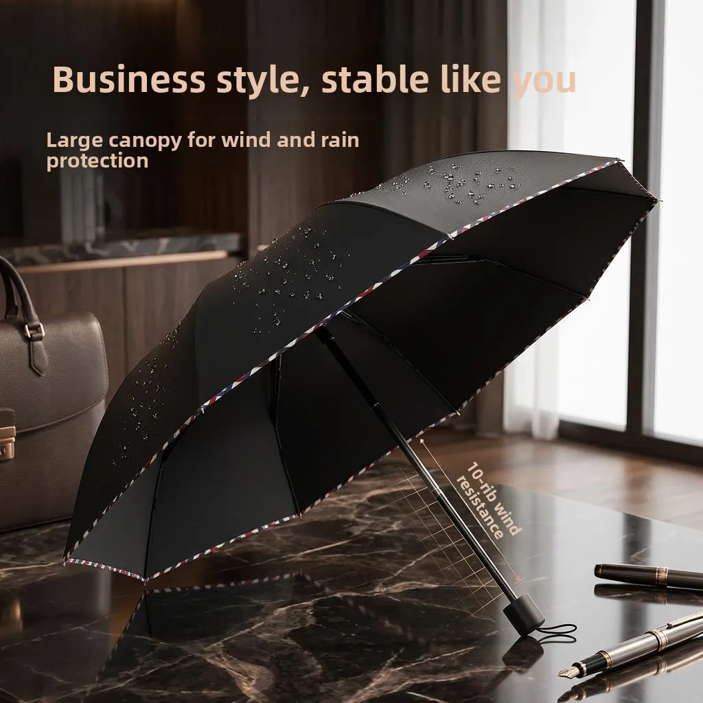 

Thickened Black Glue Sunshade Rain Umbrella Ten Bones Manual Large Size Reinforced Foldable Home Daily Use Umbrella