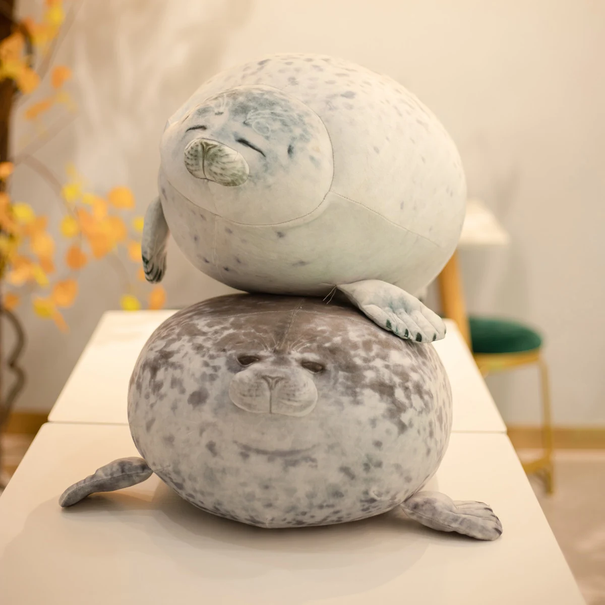 

30~80cm Squishy Seal Soft Plush Chubby Sea Dog Stuffed Aquatic Animal Doll Comforting Birthday Gift White Grey