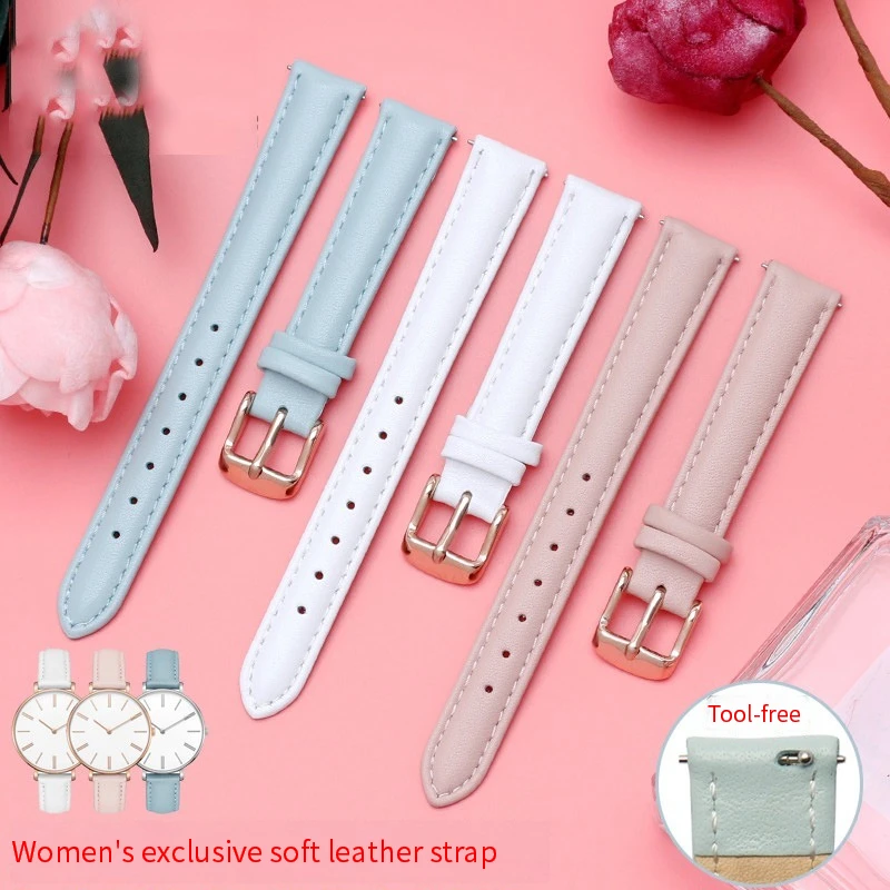 

Soft Geunine Leather Watch Band Women's Straps 10mm 12mm 14mm Ladies Cowhide Leather Watch Belts for Casio fossil Folli Follie