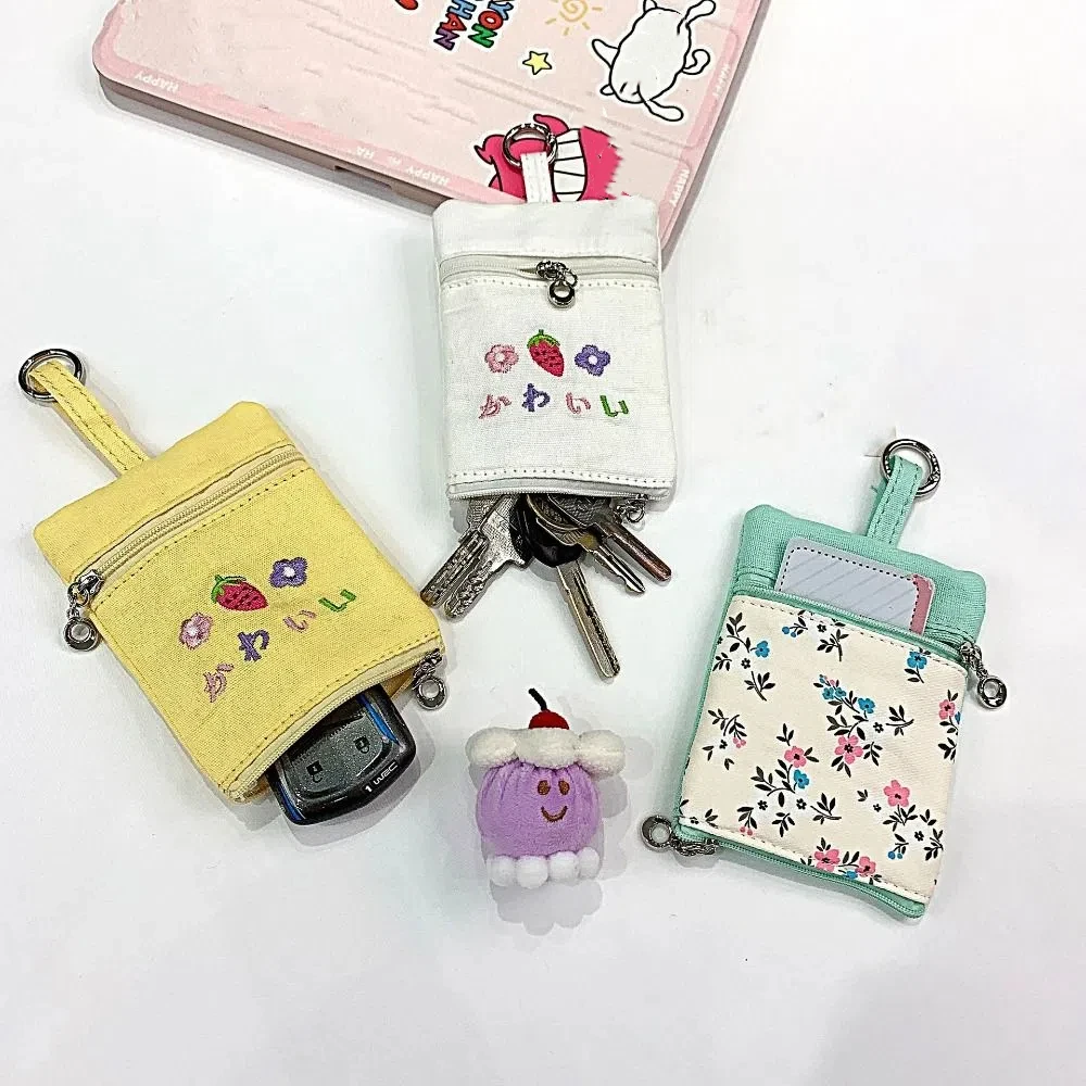 

Portable 2-in-1 Combo Mini Drawstring Key Bag Lightweight Multi-Functional Coin Holder Bag Zipper Card Slot Key Bag for Women