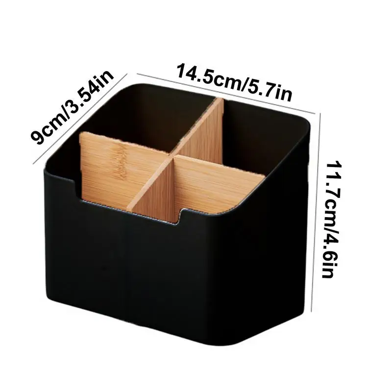 Caja de almacenamiento de escritorio de 4 lados, organizador de escritorio Caddy, organizador de pinceles de maquillaje y papelería de 4 lados para cosméticos con bolígrafo remoto