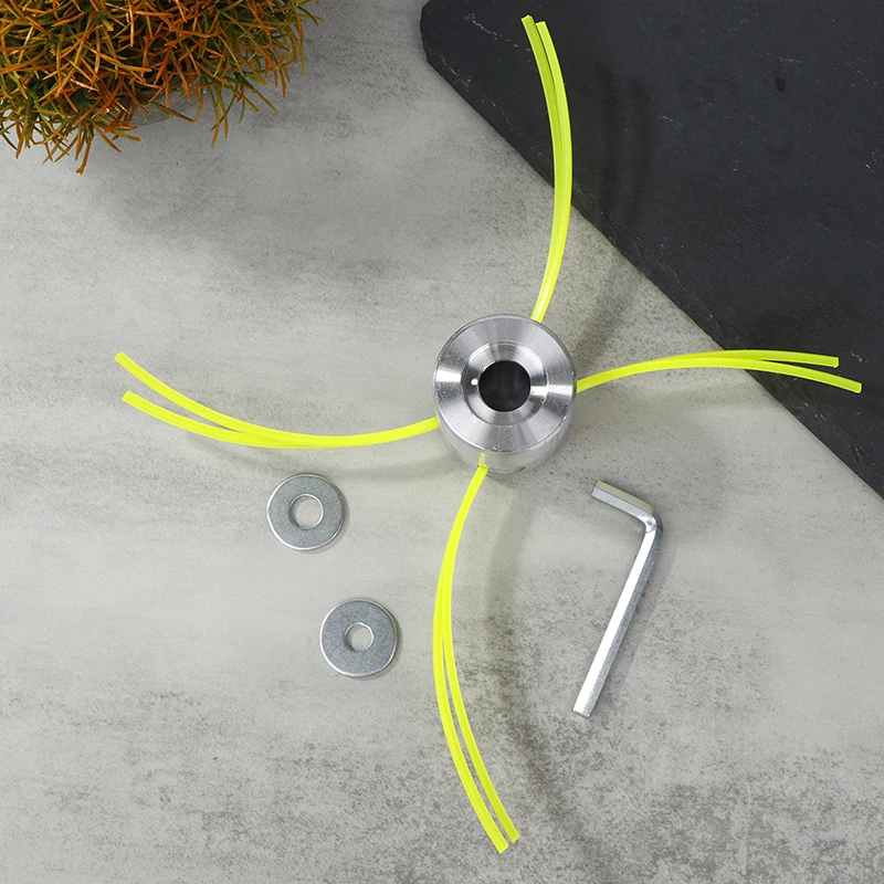 

Universal Aluminum Trimmer Head with Four Trimmer Lines for Brush Cutter Grass Trimmer Head Replacement Tool Part Grass Cutting