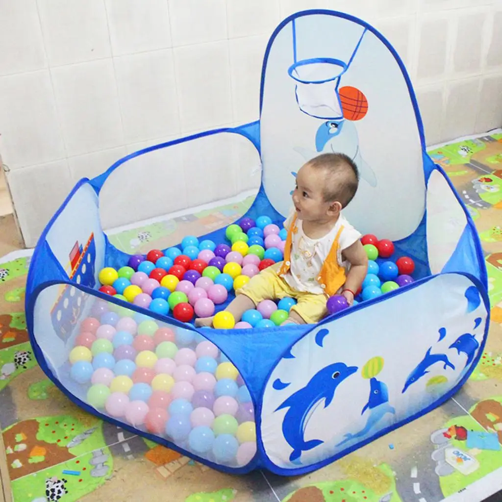 Pop Up Play Tent Ball Pool Foldable Playhouse Toy for Toddlers Nursery Indoor Outdoor Basketball Hoop Game