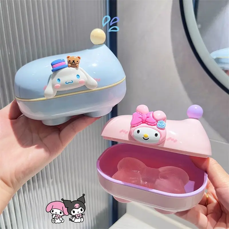 

Sanrio Hello Kitty Cinnamoroll Anime Kawaii Soap Box Cute Cartoon Draining Household Student Soap Storage Case Gifts Toys
