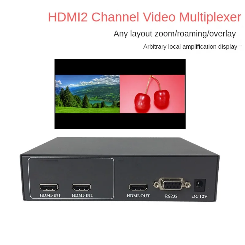 Professional HDMI 2 Channel Video Multiplexer 2-in1 Out with Picture-in-Picture Function Seamless Switching Quad Multiviewer 2x1