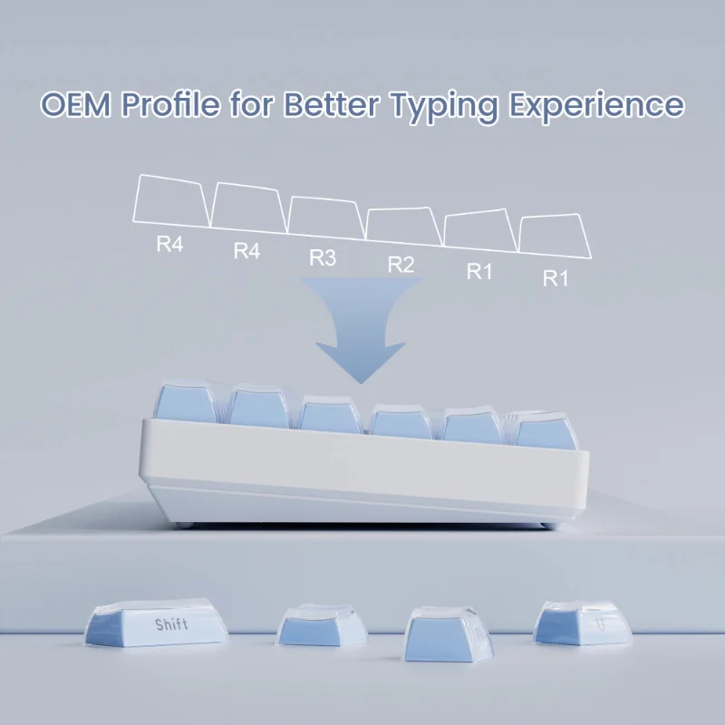 Teclado Xvx Crystal Jelly Series, PC de 2 cores, Lateral Carving 113 Key Array, Material ABS, Teclado mecânico, Keycaps ergonômicos