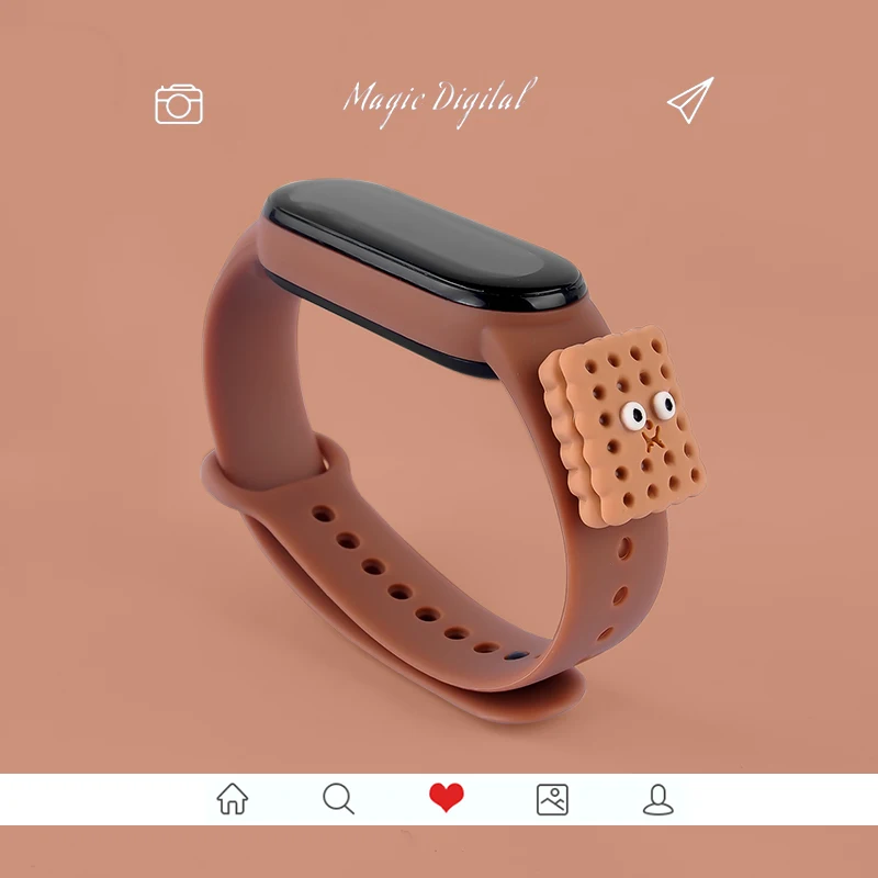 For Mi Band 7 6 5 4 3 Watch Bracelet Of Xiaomi MI Band 3 4 5 Silicone Watch Strap Creative Doll Smart Replacement Wristband Gift