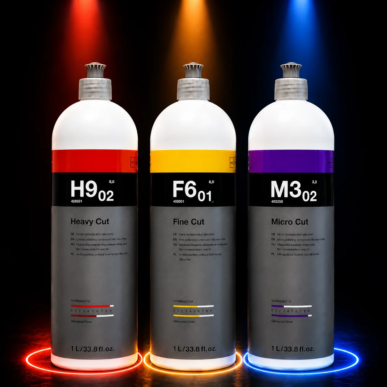 CAR  Compound Polish Combo 1Liter | Heavy Fine Micro Cut | 3 Bottles