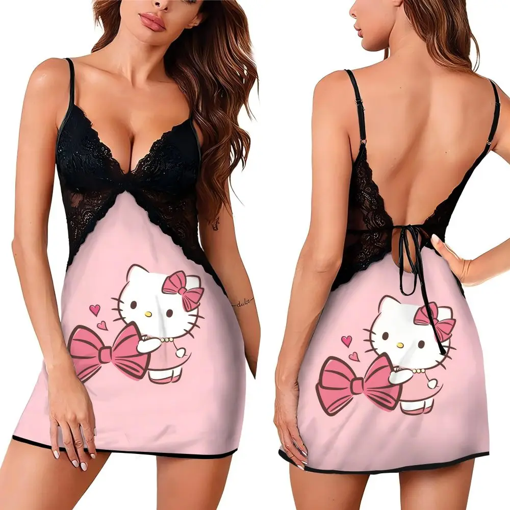 New Comfortable Summer Sleepwear for Women Sexy Charming Female Halter Pajama Disney Cartoon Pattern Print Women's Nightwear