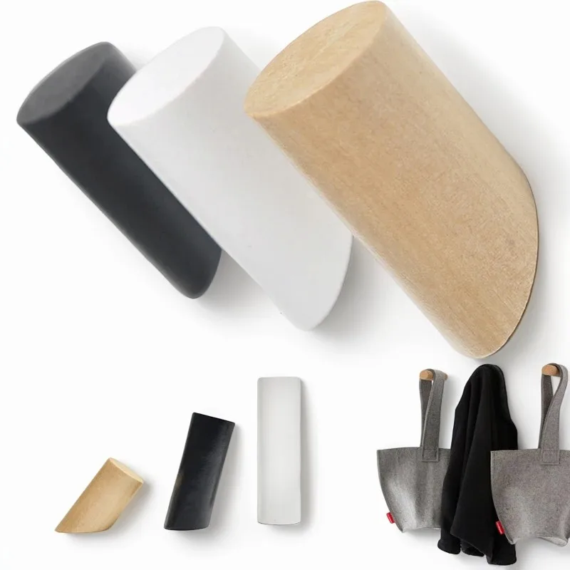 

Natural Wood Clothes Hanger Wall Mounted Coat Handbag Hat Hook Decorative Key Holder Nordic Style Storage Hanger Bathroom Rack
