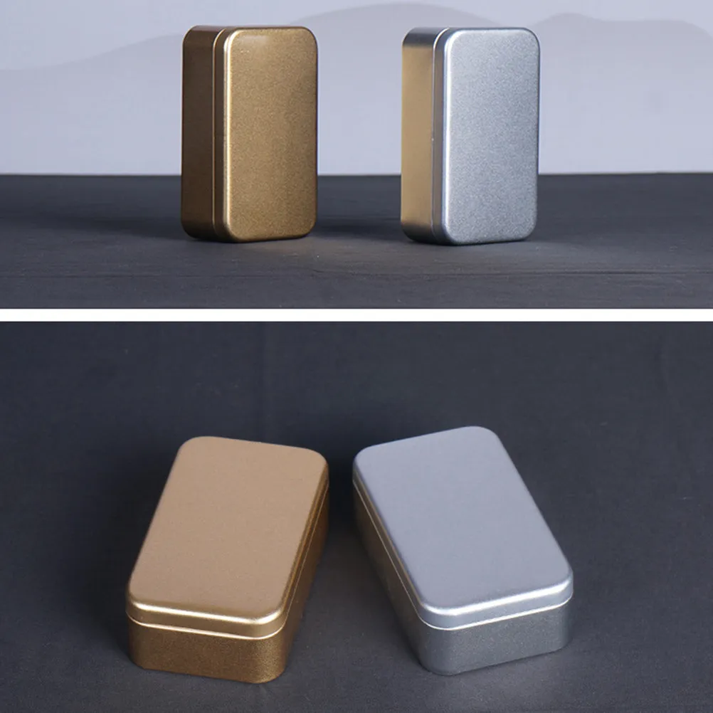 4Pcs Metal Business Card Box Tinplate Storage Box Portable Sealed Tea Coffee Storage Container for Home Travel Office Use