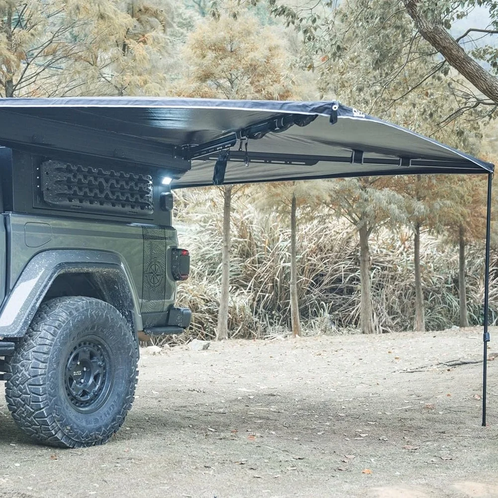 270 Degree Folding Awning For Car Side Awning For Rooftop Tent, Camper, SUV Overlanding - 2.0M Left - Black
