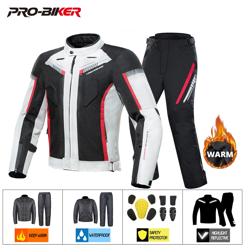 

Waterproof Motorcycle Jacket Pants Men Riding Racing Moto Jacket Windproof Motocross Jacket Anti-fall Protective Gear
