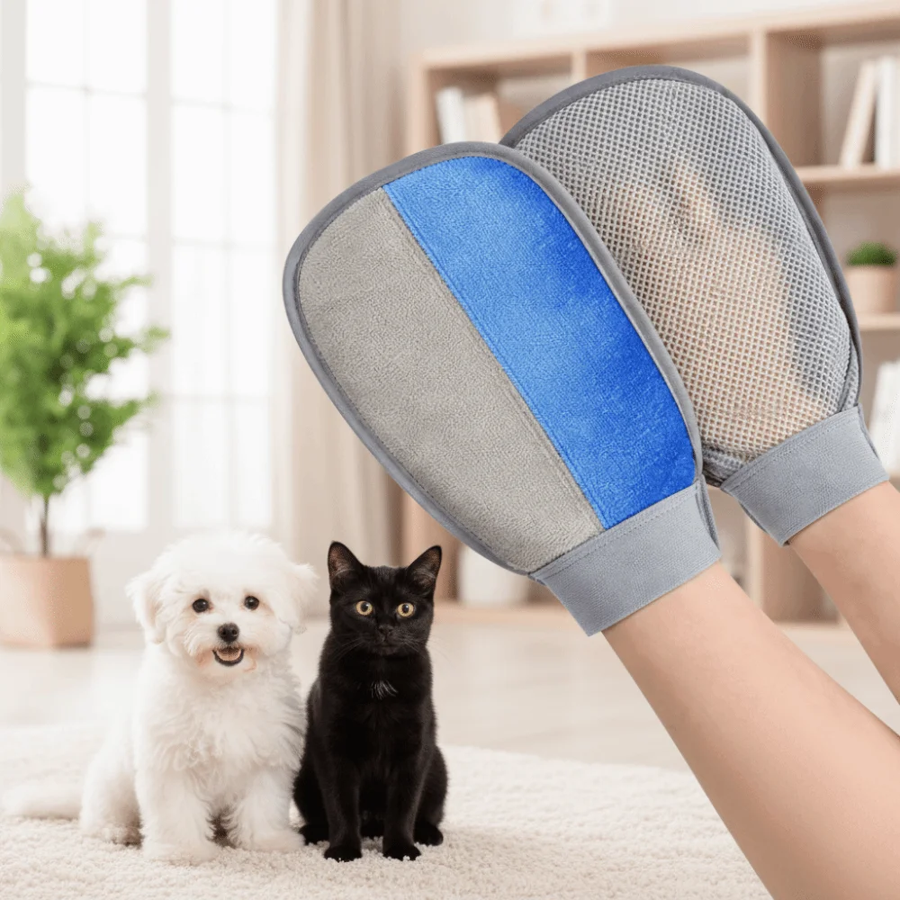

Portable Pet Hair Remover Glove Washable Reusable Pet Grooming Gloves Hair Dehairing Static Dog Hair Remover Tool Dog Cat Hair