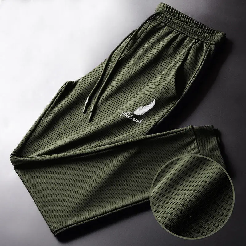 calcas esportivas masculinas para pesca ao ar livre malha de penas secagem rapida respiravel roupa fina verde casual verao 01