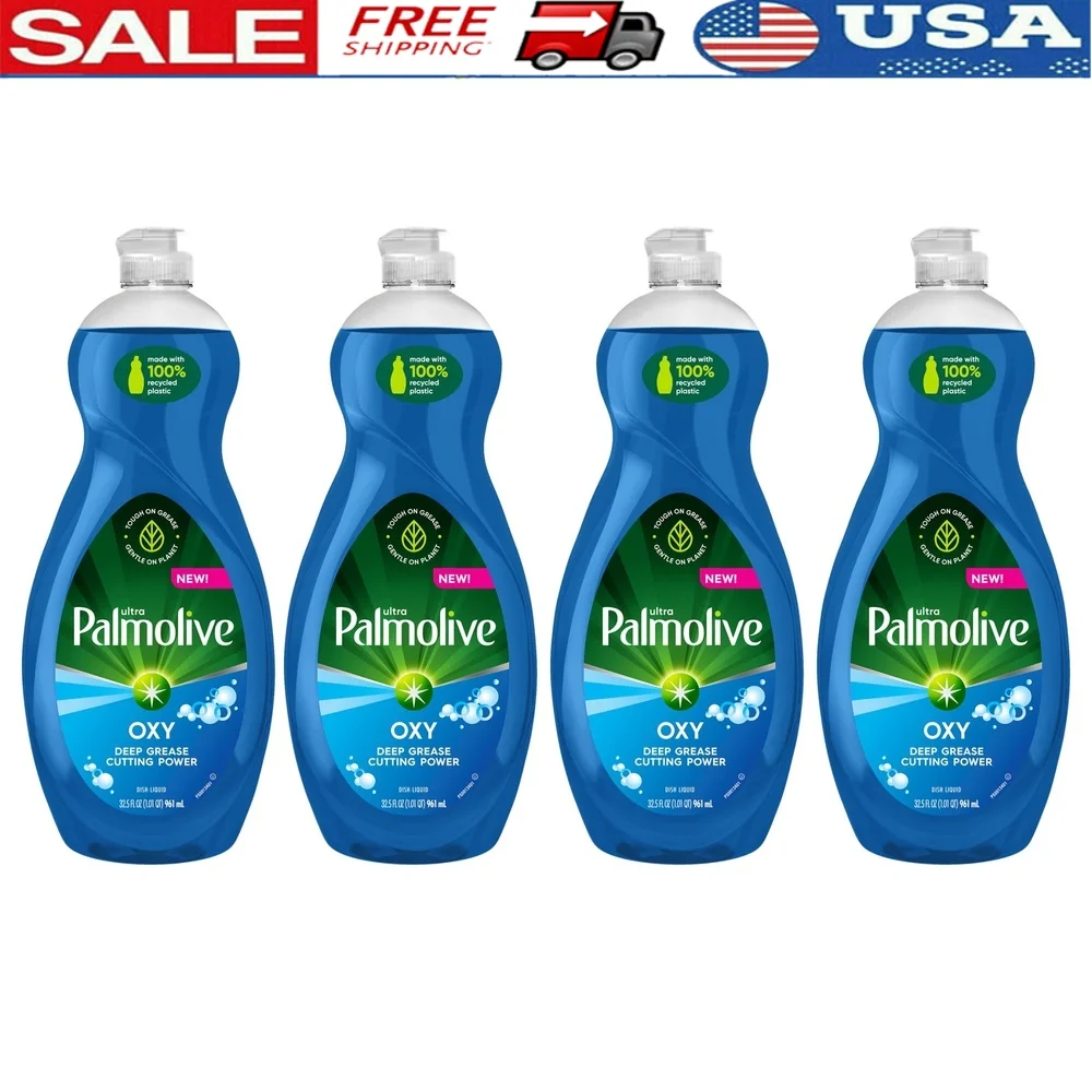 

Ультра жидкое мыло для посуды, кислородный обезжириватель, 32,5 унций, 4 упаковки, биоразлагаемая смазка, резка свежего аромата, концентрированный очиститель, эко