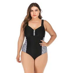 New Sexy Leopard Spot One Piece Swimsuit Women Plus Size Swimwear Summer Beach Wear Bathing Suit 2024 Mujer Thong Monokini 5XL