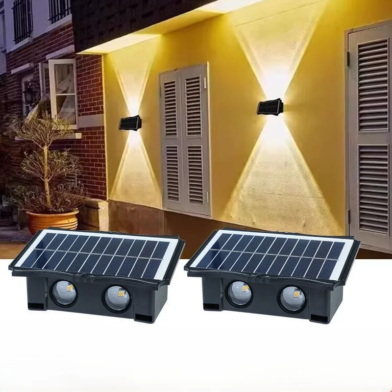

Solar powered wall washer, outdoor villa garden, home landscape, up and down illuminated spotlights, wall mounted LED wall light