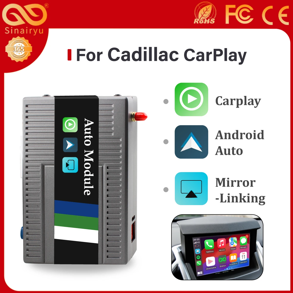 CarPlay اللاسلكي لكاديلاك CTS SRX ATS-L XTS 2009 10 11 12 17 18 سنة بويك أندرويد مرآة وصلة AirPlay وظيفة CarPlay