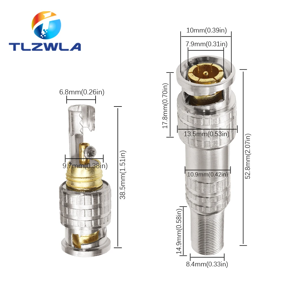 BNC Solderless Connector Q9 HD Video Oscilloscope Male Plug Welding Free 75-5 Ohm Monitoring Weldings Cable Connectors