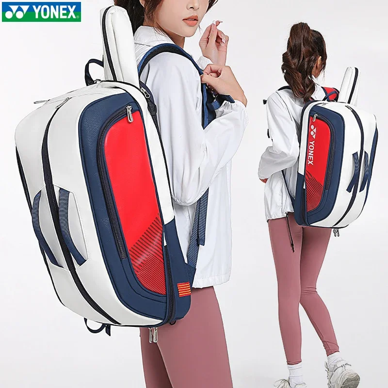 YONEX-Mochila Deportiva De Alta Calidad Para Raqueta De Badminton, Bolso De Hombro De Cuero Para 테니스, 4-6 Piezas, Ajuste Multi 