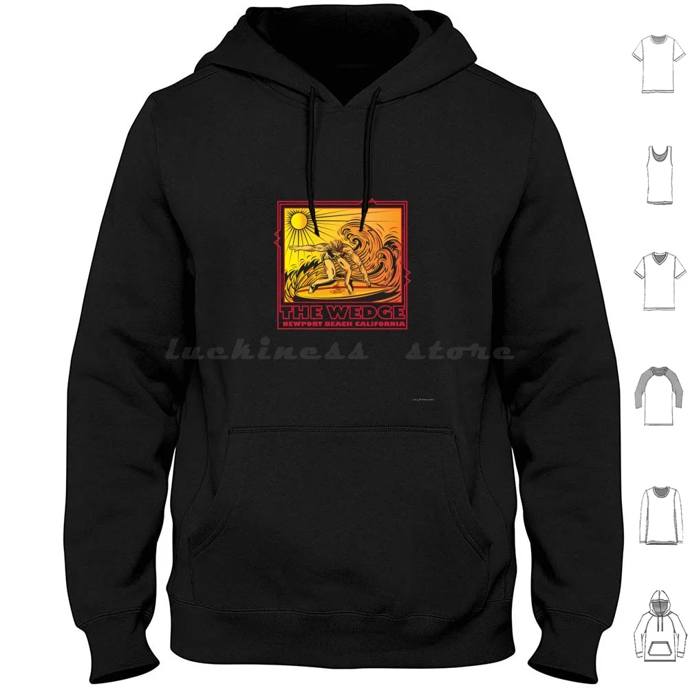 The Wedge Newport Beach California Hoodie Cotton Long Sleeve Wedge Newport Beach California Pacific Surfing Watersport