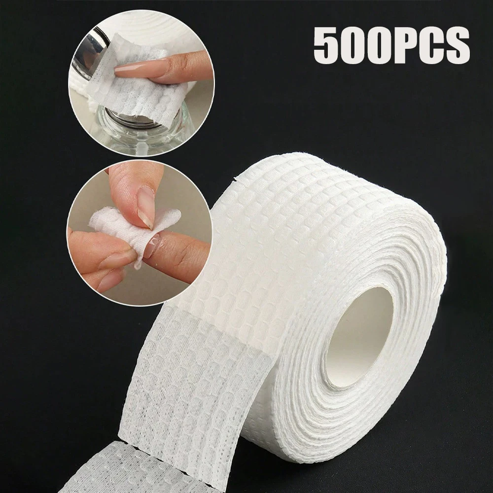 

500Pcs/Roll Lint Free Nail Wipes Nail Gel Polish Remover Cotton Pads Nails Dust Cleaning Wipe Cotton Pads Nail Care Soft Cotton