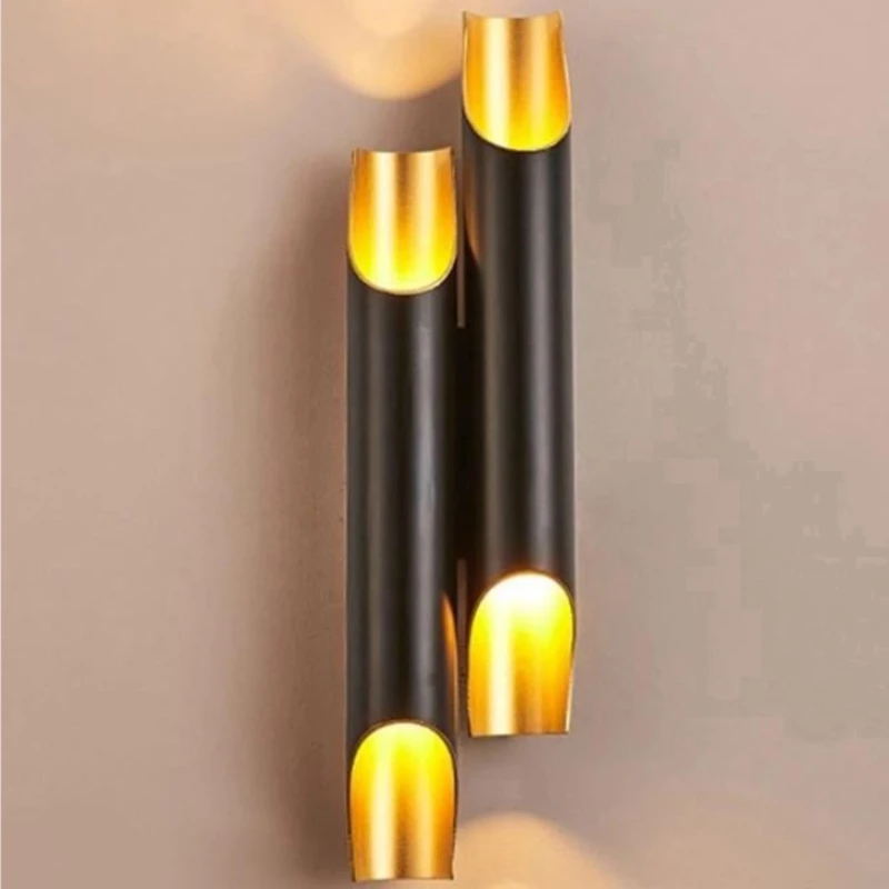 French Vintage Aluminium Wall Lamps for Bedroom Homestay Handmade Cylinder Vertical Lights Metallic Luster Wall Hanging Lights