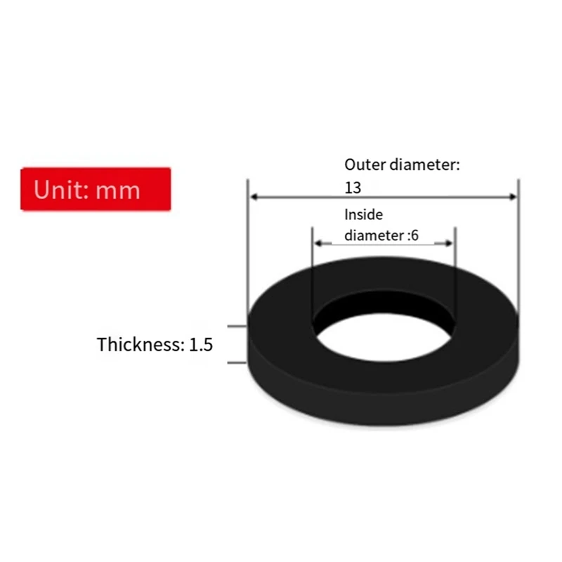 Anello di guarnizione isolante distanziatore aereo rondella piatta in gomma plastica nera WFF M6 per bullone a vite