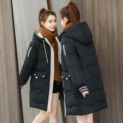 Parkas de algodão de capuz longo feminino, jaqueta grossa quente, casaco à prova de vento, sobretudo casual, feminino, outono, inverno, 2023