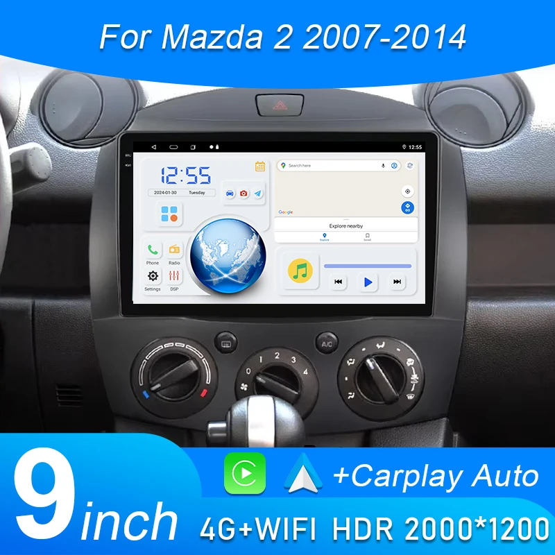 

Автомобильный радиоприемник с GPS-навигацией Android 15 для Mazda 2 2007-2014, мультимедийный плеер, стерео Carplay, автоматический головное устройство, WIFI, 4G, сенсорный экран