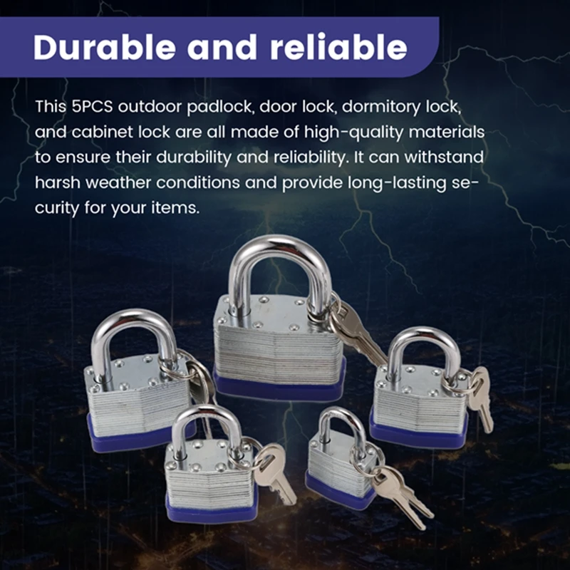 5PCS Outdoor Padlock, Door Lock, Dormitory Lock, Cabinet Lock, Anti-Theft, Dust-Proof, Rust-Proof, Thickened Padlock