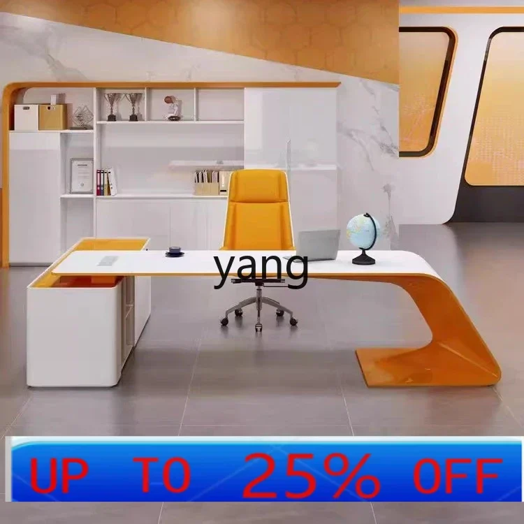 

LMM paint desk fashion light luxury boss table president table and chair combination