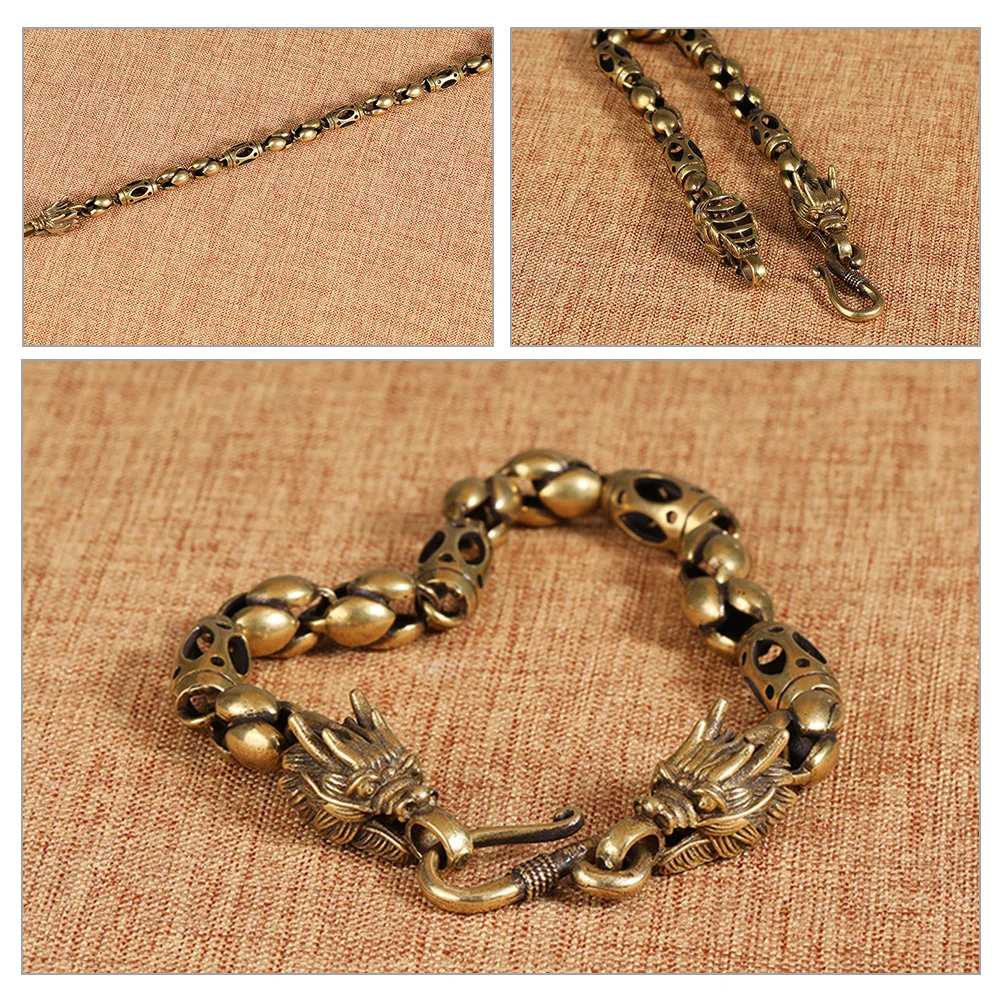 

Vintage For Men Cool Brass Mens Decorative Charm Style Aesthetic Jewelry Gift Dragon Bracelet For Boys Chinese Dragon