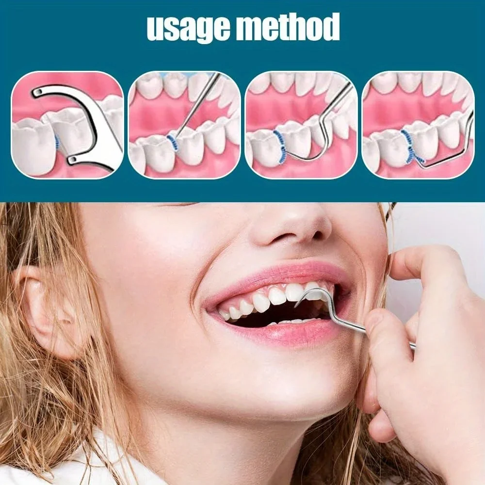 Stainless Steel Toothpick Set Tooth Flossing Reusable Toothpicks Portable Toothpick Floss Teeth Cleaner Oral Cleaning