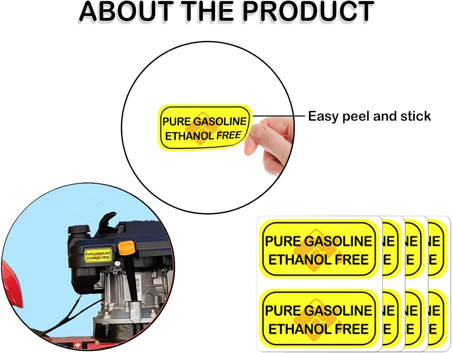 Non Ethanol Sticker Pure Gasoline Non Ethanol Sticker 2 * 4 inch Gasoline Tank Label Fuel Label Fuel Station Pump Sticker 8 pcs