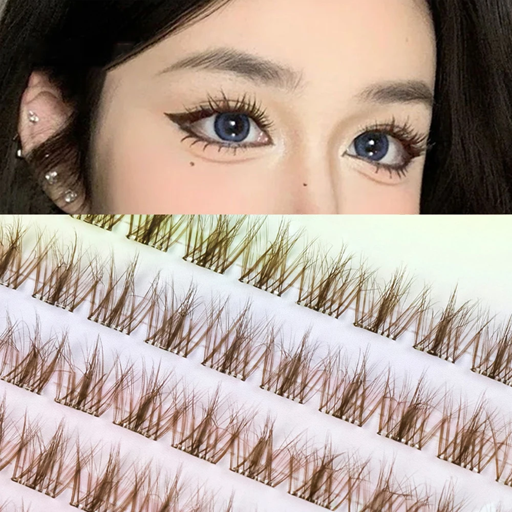 Único cluster auto adesivo cluster cílios olhar natural macio fofo sem cola cílios postiços reutilizáveis feitos à mão