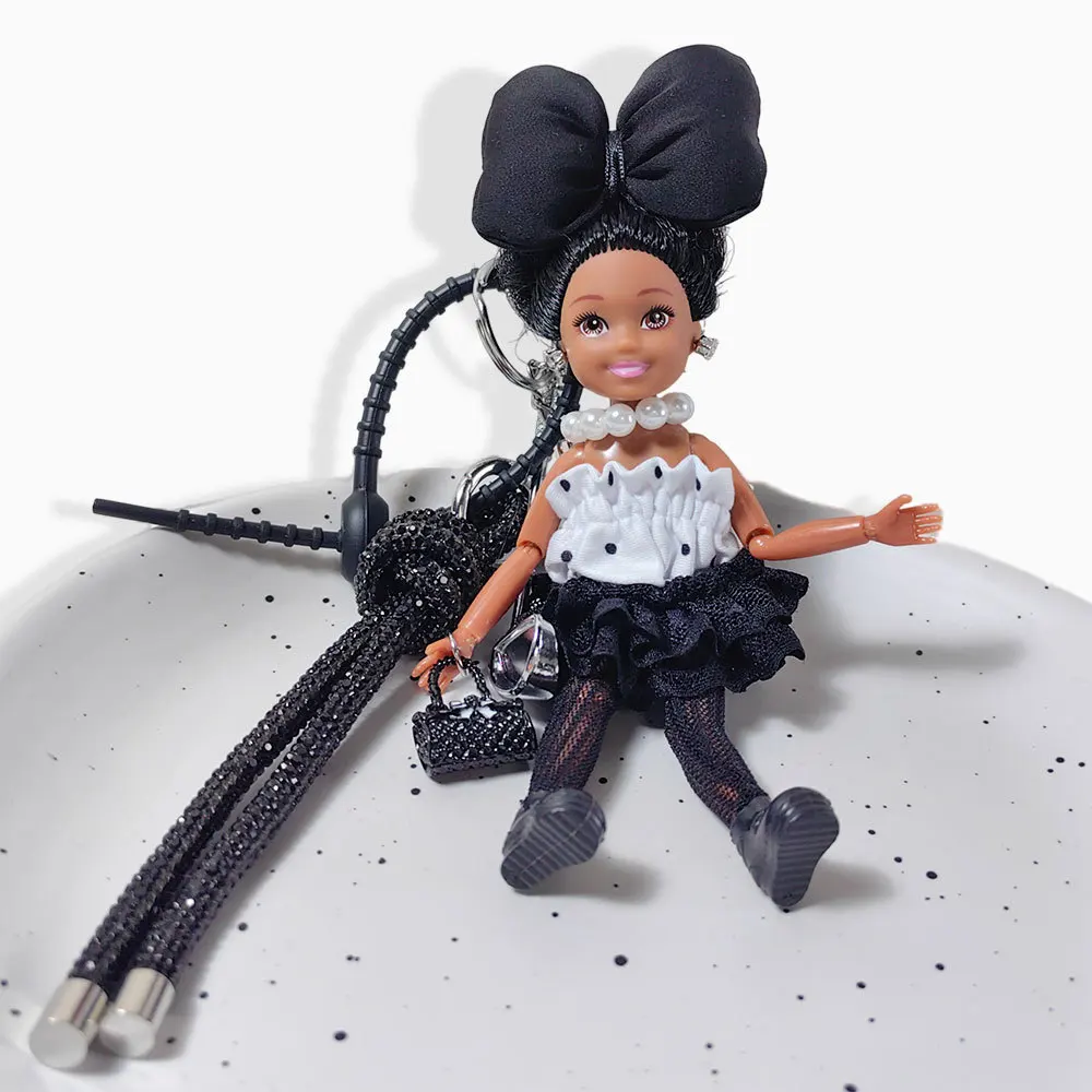 Korean Style Sweet Cool BlackSkin Babi Doll Keyring Small Fragrant Style Cute Kelly Doll Bag Decor Pendant Keyring Birthday Gift