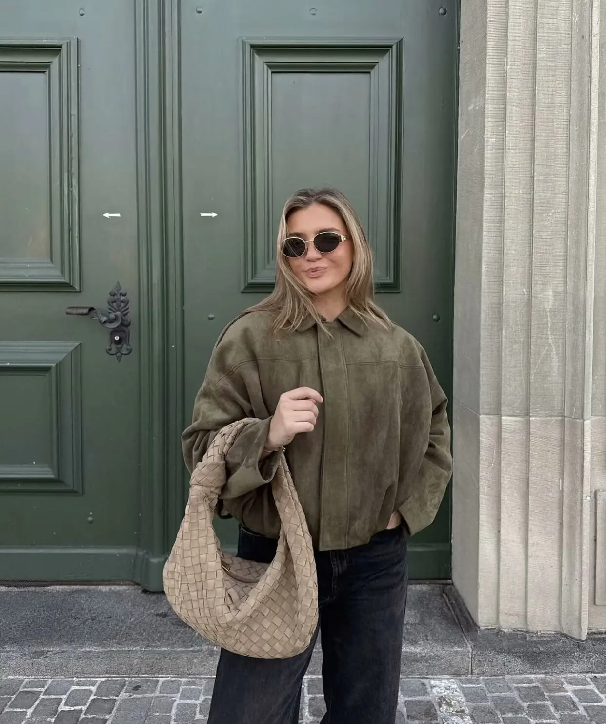 Faux Suede Bomber Jacket Women Oversized Batwing Sleeve Collared Long Sleeve Coat Vintage Autumn Winter Polyester куртка женская