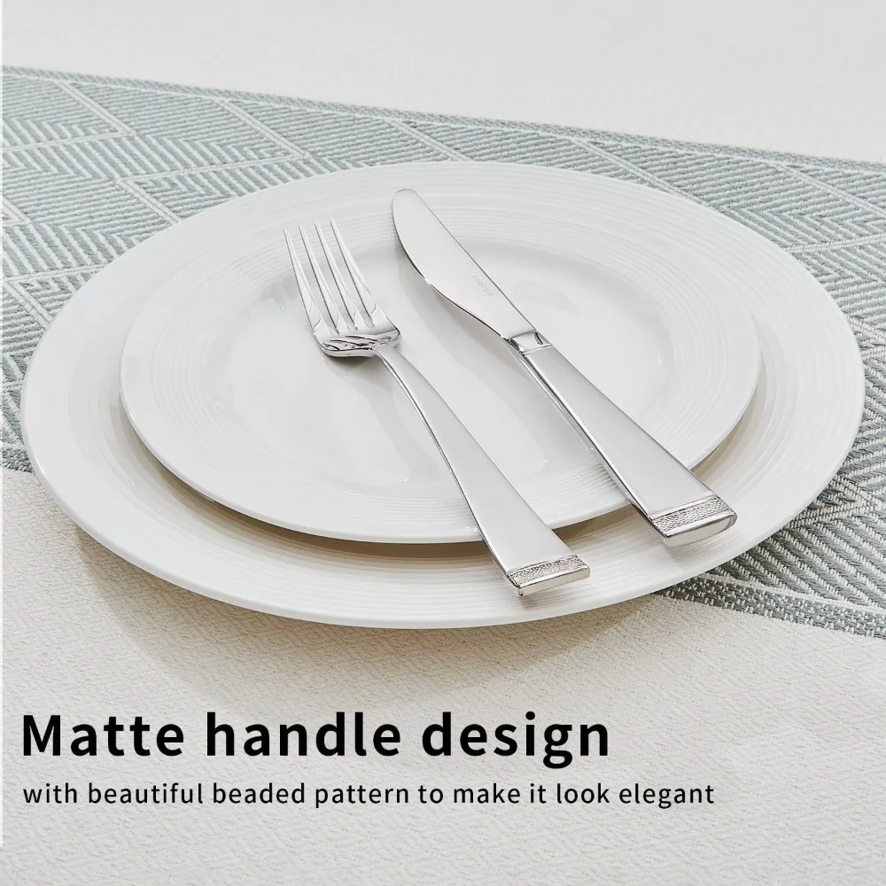 

Silverware Set, 40-Piece Flatware Set for 8, 18/10 Stainless Steel Cutlery Set with Bead Edge - Hot Sale