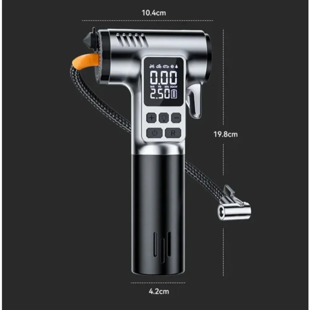Two-in-one Multifunctional Car Tire Air Pump with Car Wireless Safety Hammer Portable Air Pump Motorcycle Bicycle Tire Pump