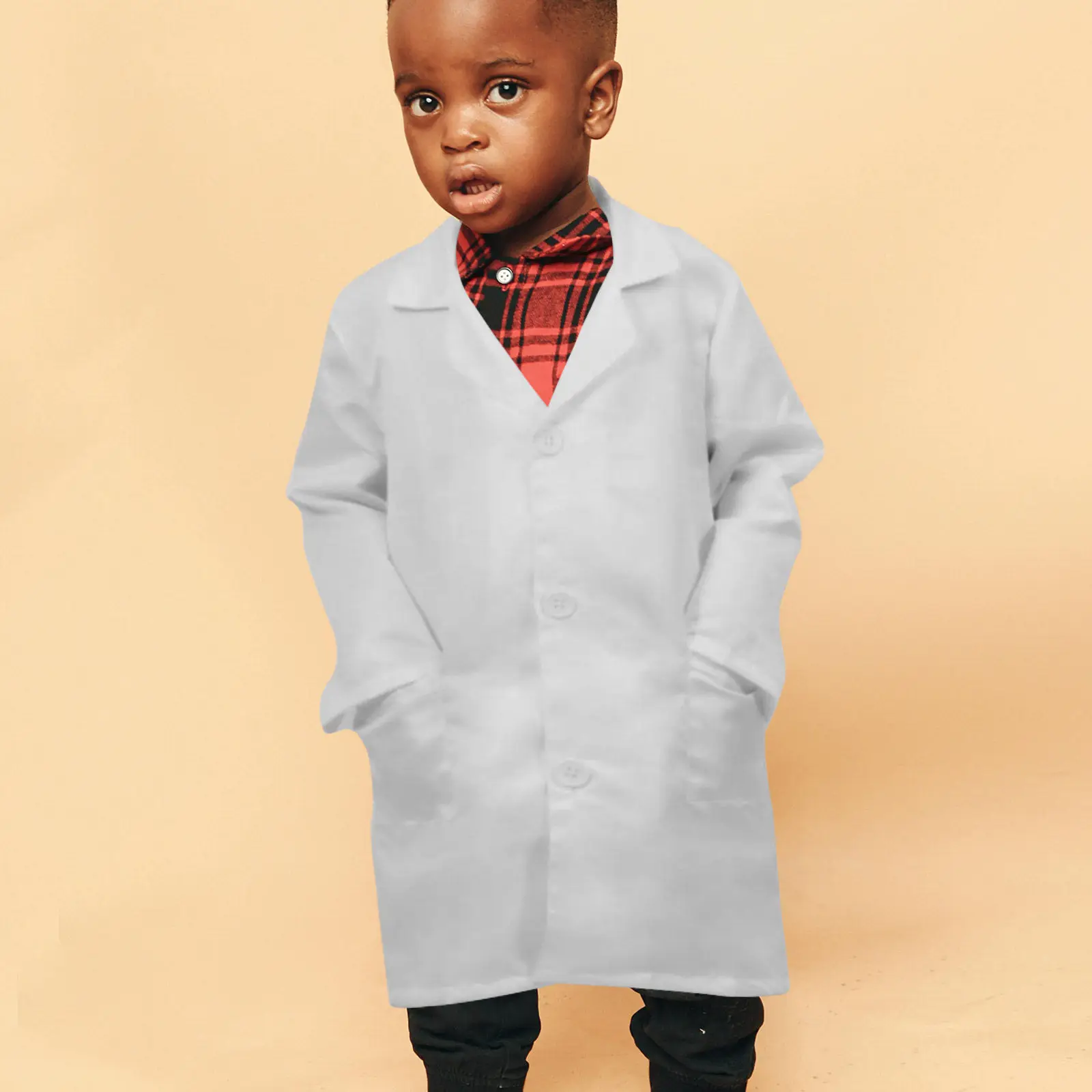 Kinder-Laborkittel, langärmlig, weiß, Arztkittel für Jungen und Mädchen, Cosplay-Kostüm, Kinder-Laborkittel für wissenschaftliche Experimente, Verkleidung