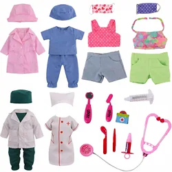 Doll Clothes Doctor/Nurse Uniform Mask For 18inch American Doll& Baby 43Cm Clothes Accessories Plastic Stethoscope