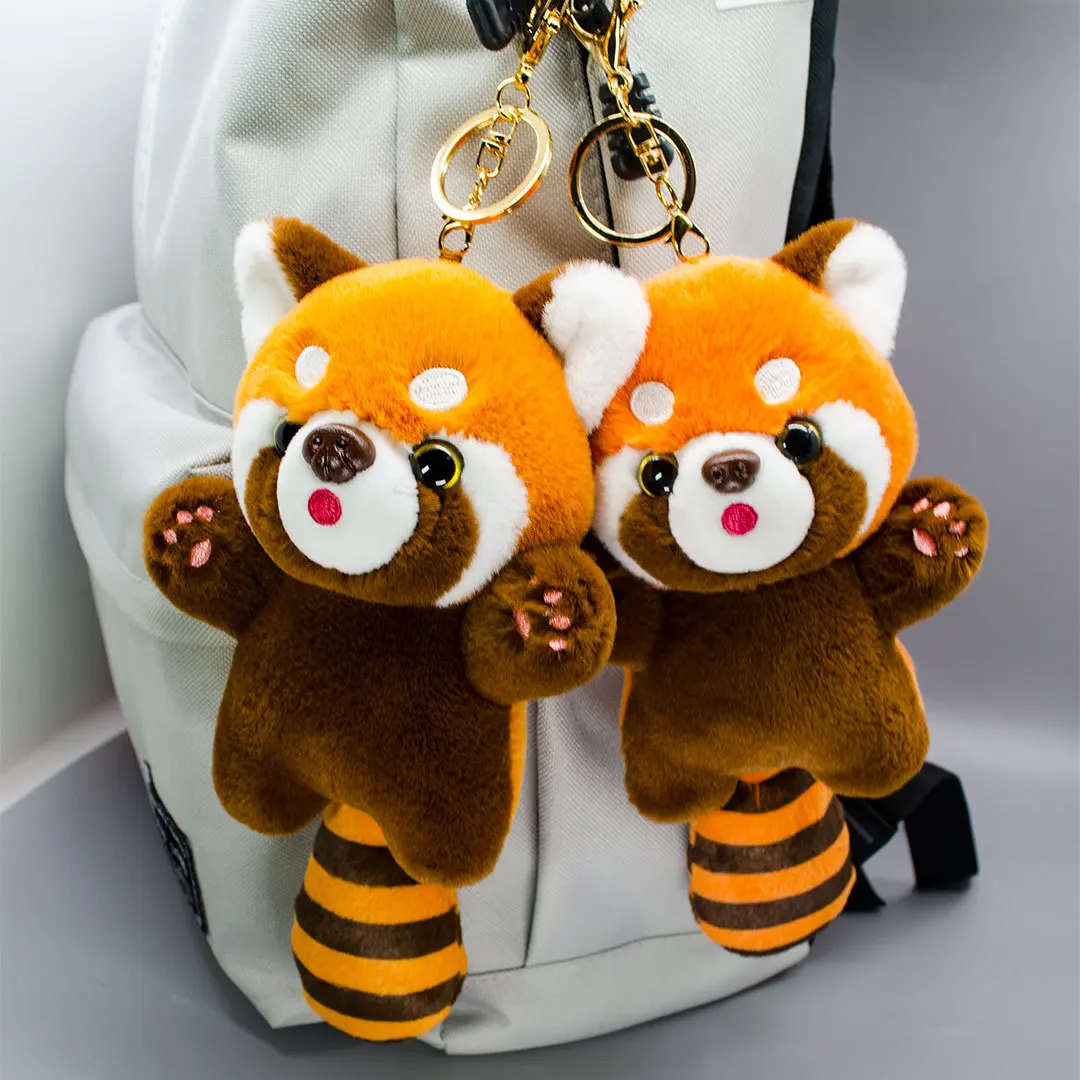 Little Raccoon น่ารักการ์ตูนตุ๊กตา 12.5 ซม.ของเล่นตุ๊กตากระเป๋าเป้สะพายหลัง Plush Key CHAIN ตกแต่งเด็กของขวัญวันเกิด
