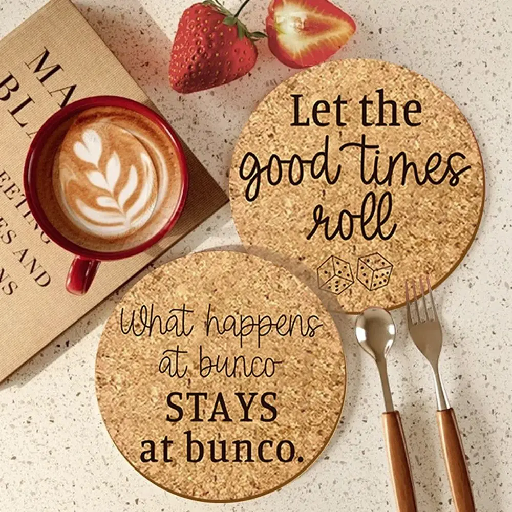 

6pcs Kitchen Accessories Wooden Coasters Heat-resistant Creative Tea Cup Mats Funny Natural Insulated Placemat Dish