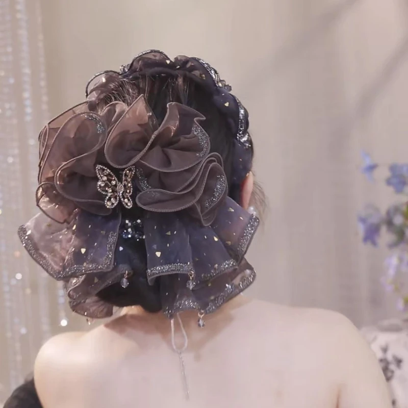 Clip de garra de mariposa francesa: elegante pinza para el pelo de cola de pez con diseño de falda con volantes, clip de tiburón de lujo para moño y regalo de Año Nuevo