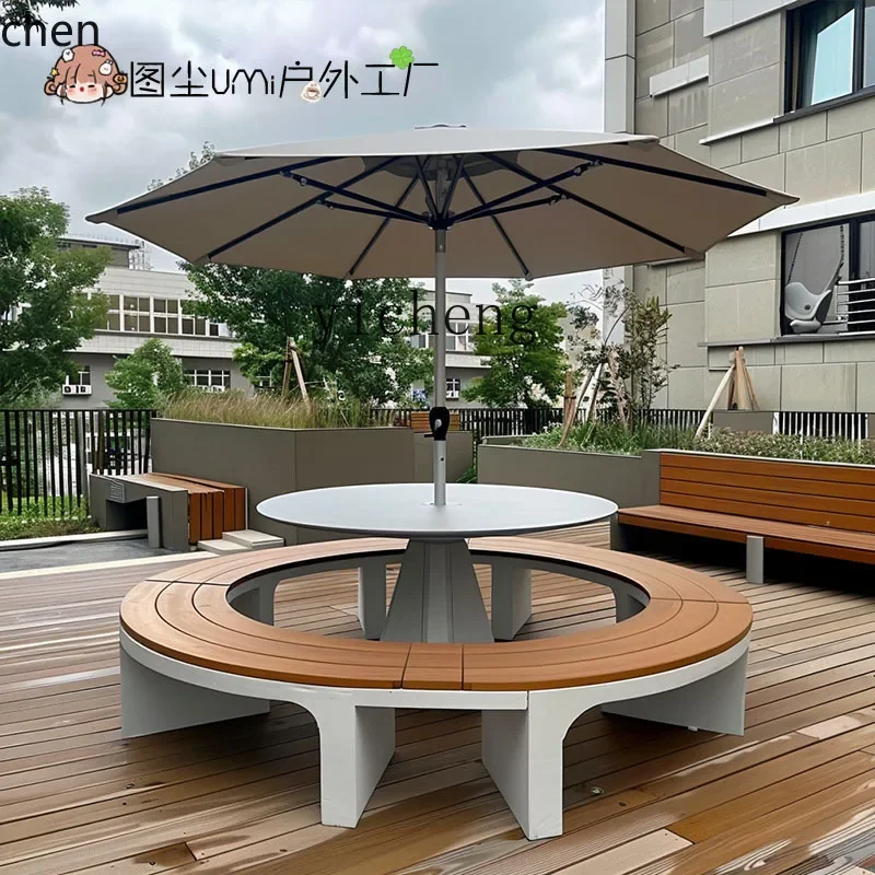 YY- Outdoor Table and Chair Restaurant Canteen Park Round Table Bench Outdoor Commercial Street Rest Bench
