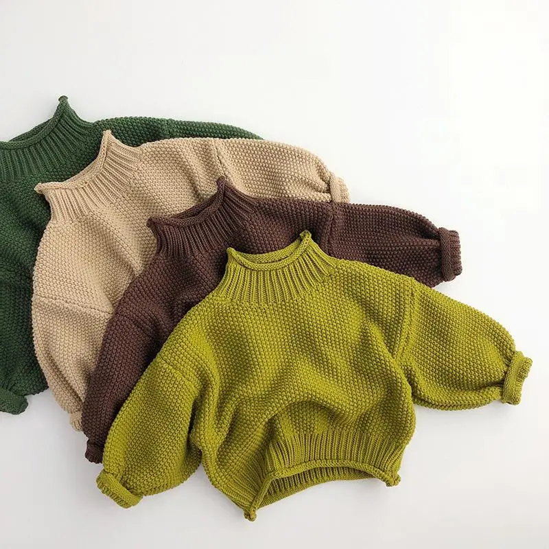 Autumn Winter New Children Long Sleeve Turtleneck Sweater Baby Girls Knit Pullover Boys Fashion Casual Knitwear Kids Clothes